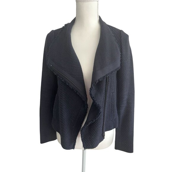 VINCE Navy Blue Knit Moto Long Sleeve Jacket Size XS - Picture 1 of 7